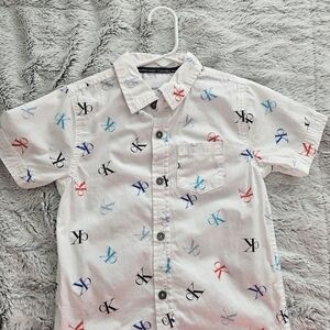 Calvin Klein Jeans White Shirt with Colorful Logo Pattern
